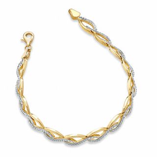 10K Two-Tone Gold Swirl Stampato Bracelet- 7.25"