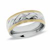 Thumbnail Image 0 of Men's 8.0mm Woven Ridge Band in Sterling Silver and 14K Gold