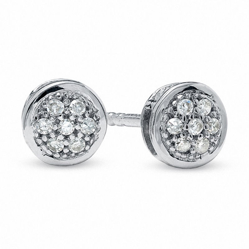 0.04 CT. T.W. Multi-Diamond Round Stud Earrings in 10K White Gold