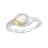 Cultured Freshwater Pearl and Diamond Accent Calla Lily Ring in Sterling Silver and 14K Gold