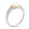 Cultured Freshwater Pearl and Diamond Accent Calla Lily Ring in Sterling Silver and 14K Gold