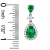 Thumbnail Image 1 of Pear-Shaped Lab-Created Emerald and White Sapphire Drop Earrings in 14K White Gold