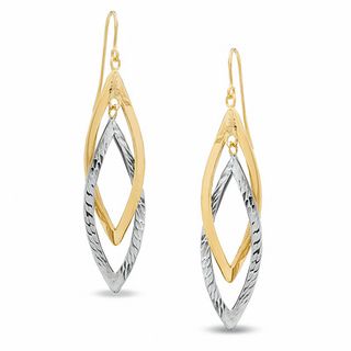 Double Marquise Dangle Earrings in 14K Two-Tone Gold