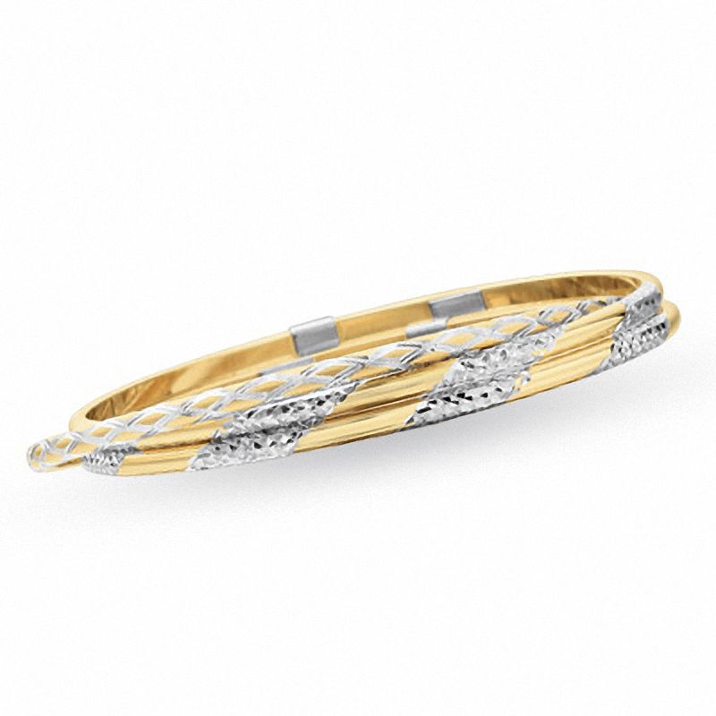 14K Gold and Sterling Silver Stackable Candy Cane Bangles - Set of 3|Peoples Jewellers