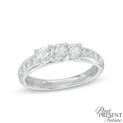 1.00 CT. T.W. Diamond Three Stone Ring in 10K White Gold