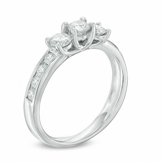 1.00 CT. T.W. Diamond Three Stone Ring in 10K White Gold