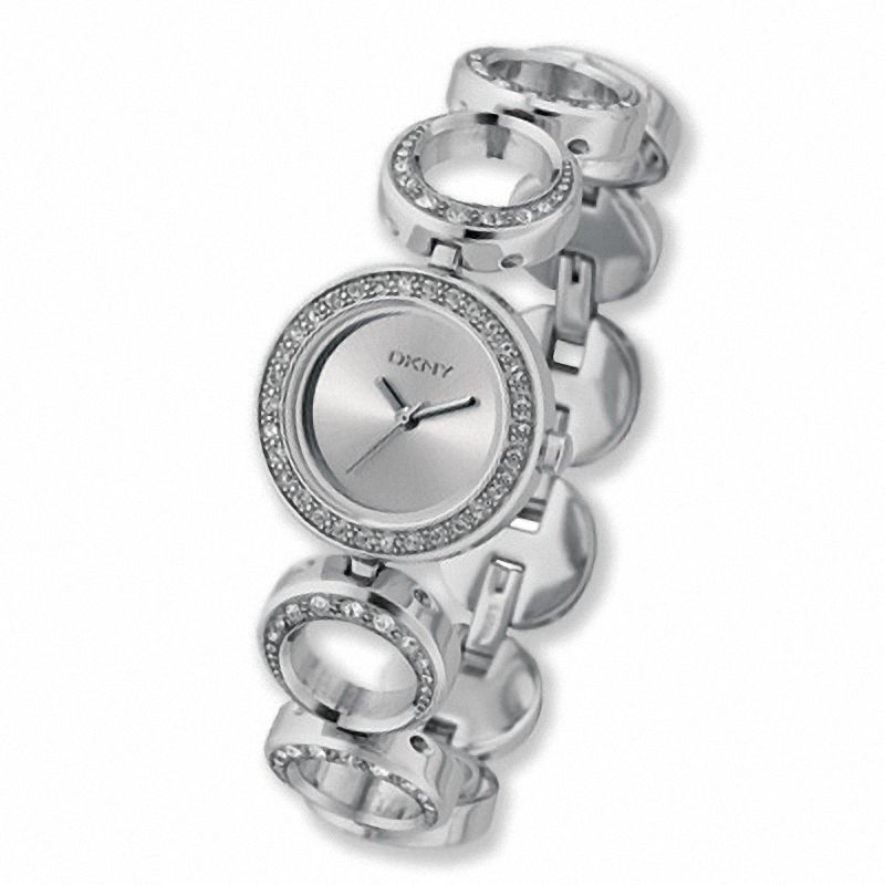 Ladies' DKNY Stainless Steel Bracelet Watch with Silver Dial and Crystal Accents (Model: NY3650)