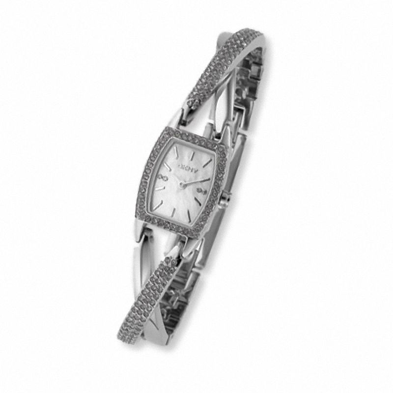 Ladies' DKNY Stainless Steel Crossover Bracelet Watch with Crystal Accents (Model: NY4633)|Peoples Jewellers