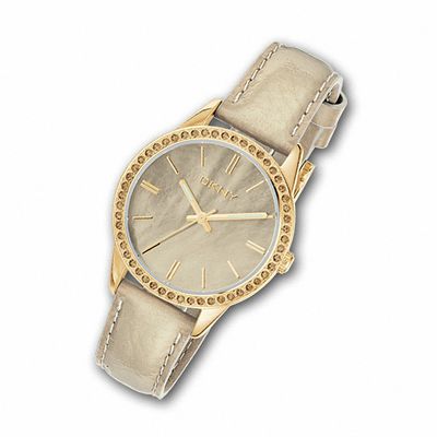 Ladies' DKNY Gold Dial Watch with Gold Leather Strap (Model: NY4759)