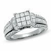 Thumbnail Image 0 of 1.25 CT. T.W. Composite Princess-Cut Diamond Ring in 14K White Gold