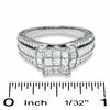 1.25 CT. T.W. Composite Princess-Cut Diamond Ring in 14K White Gold