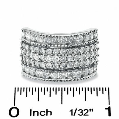 2.00 CT. T.W. Diamond Three Row Anniversary Band in 10K White Gold