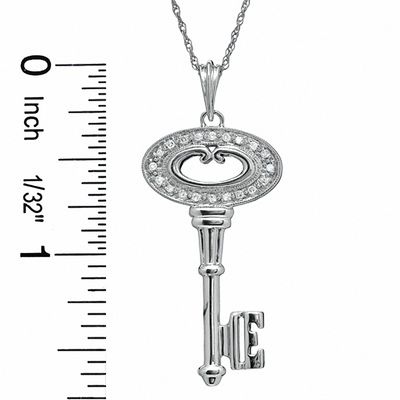 0.10 CT. T.W. Diamond Oval Key Pendant in Sterling Silver