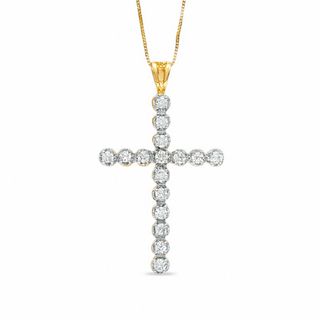 1.00 CT. T.W. Diamond Cross Pendant in 10K Gold