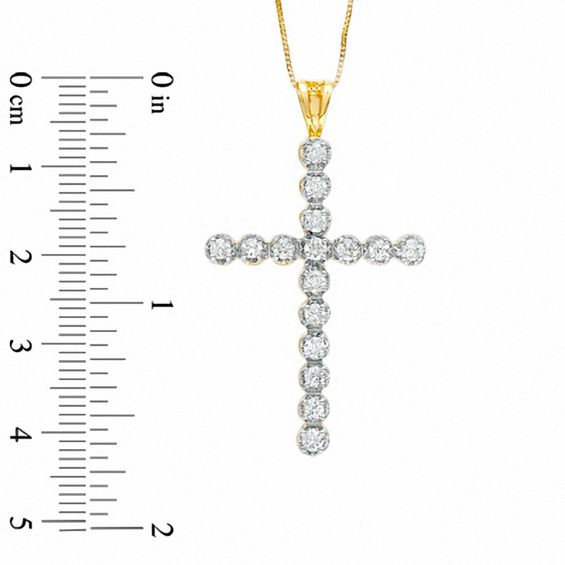 1.00 CT. T.W. Diamond Cross Pendant in 10K Gold