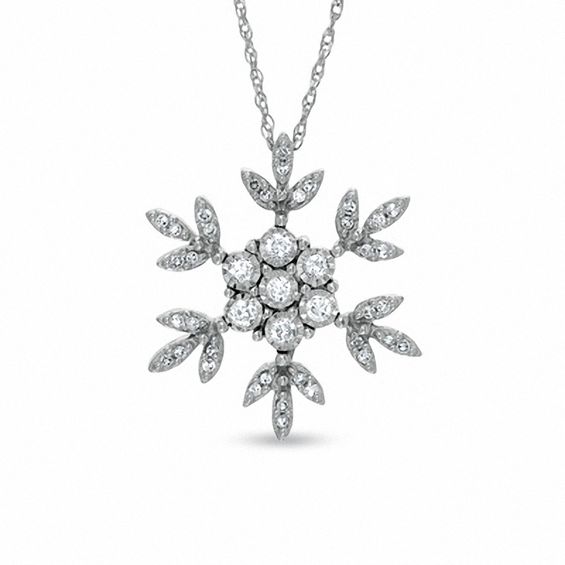 0.25 CT. T.W. Diamond Snowflake Pendant in 10K White Gold