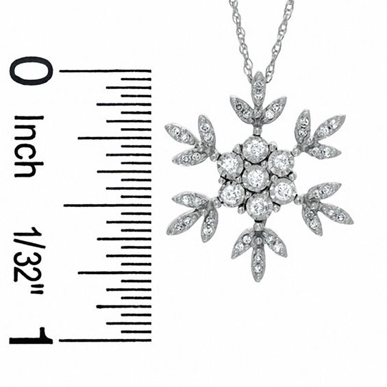 0.25 CT. T.W. Diamond Snowflake Pendant in 10K White Gold