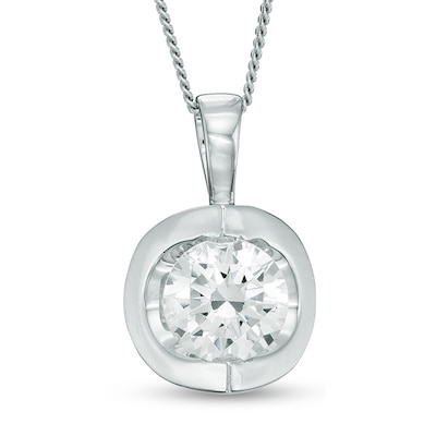 0.50 CT. Canadian Certified Diamond Tension-Set Solitaire Pendant in 14K White Gold (I/I2) - 17"