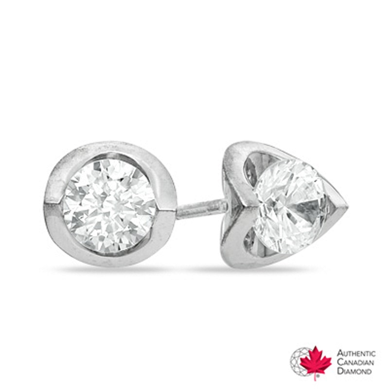 0.60 CT. T.W. Certified Canadian Diamond Solitaire Tension Earrings in 14K White Gold (I/I2)|Peoples Jewellers