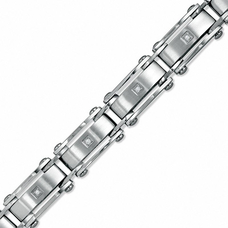 Men's Diamond Accent Stainless Steel Link Bracelet - 8.5"