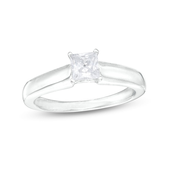 CT. Canadian Certified Princess-Cut Diamond Solitaire Engagement Ring in 14K White Gold (I/I1