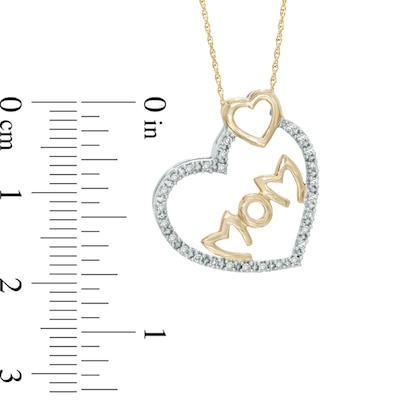 0.10 CT. T.W. Diamond MOM Double Heart Pendant in 10K Two-Tone Gold