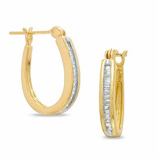 0.25 CT. T.W. Baguette Diamond Channel-Set Hoop Earrings in 10K Gold