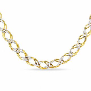 Sterling Silver and 14K Gold Plate Double Link Necklace - 17"