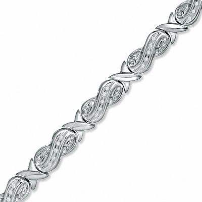 0.16 CT. T.W. Diamond Figure 8 and "X" Bracelet in Sterling Silver