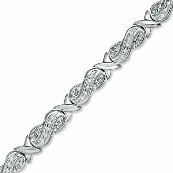 0.16 CT. T.W. Diamond Figure 8 and "X" Bracelet in Sterling Silver