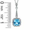 Cushion-Cut Blue Topaz Vintage-Style Pendant and Earrings Set in Sterling Silver