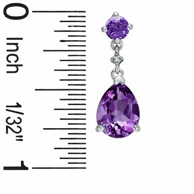 Amethyst Drop Earrings in 10K White Gold with Diamond Accents