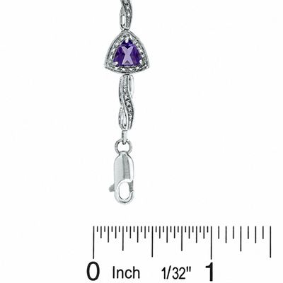 6.0mm Trillion-Cut Amethyst Bracelet in Sterling Silver with Diamond Accent - 7.25"