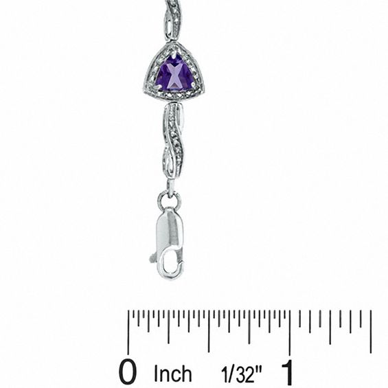 6.0mm Trillion-Cut Amethyst Bracelet in Sterling Silver with Diamond Accent - 7.25"