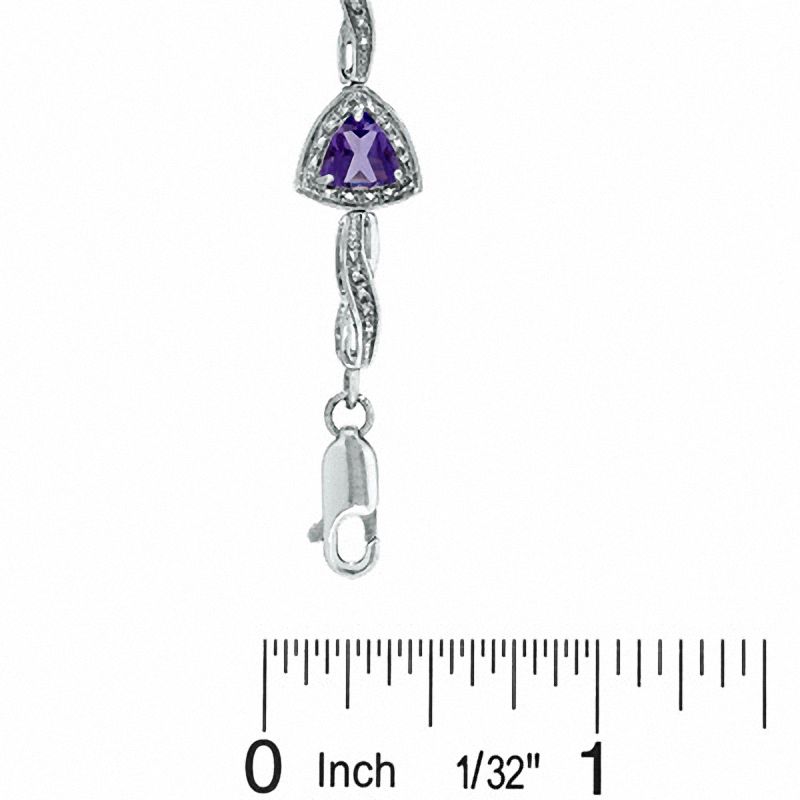 6.0mm Trillion-Cut Amethyst Bracelet in Sterling Silver with Diamond Accent - 7.25"|Peoples Jewellers