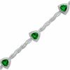 Thumbnail Image 0 of Trillion-Cut Lab-Created Emerald and Diamond Accent Bracelet in Sterling Silver - 7.25"