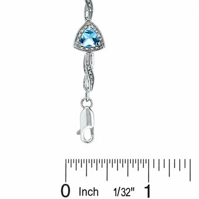 6.0mm Trillion-Cut Blue Topaz and Diamond Accent Bracelet in Sterling Silver - 7.25"