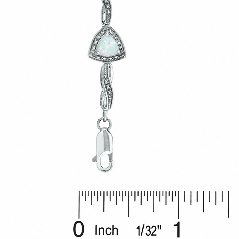 6.0mm Trillion-Cut Lab-Created Opal Bracelet in Sterling Silver with Diamond Accent - 7.25"