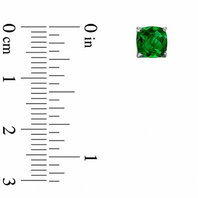 6.0mm Cushion-Cut Lab-Created Emerald Stud Earrings in 10K White Gold