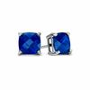 Thumbnail Image 0 of 6.0mm Cushion-Cut Lab-Created Blue Sapphire Stud Earrings in 10K White Gold
