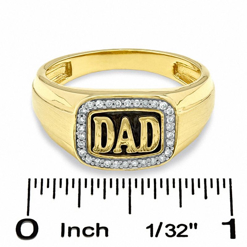 18K Gold Plated Men's Diamond DAD Ring Father's Day Gift - GetNameNecklace