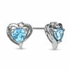 Thumbnail Image 0 of 5.0mm Heart-Shaped Blue Topaz and White Sapphire Earrings in 10K White Gold