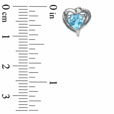 5.0mm Heart-Shaped Blue Topaz and White Sapphire Earrings in 10K White Gold