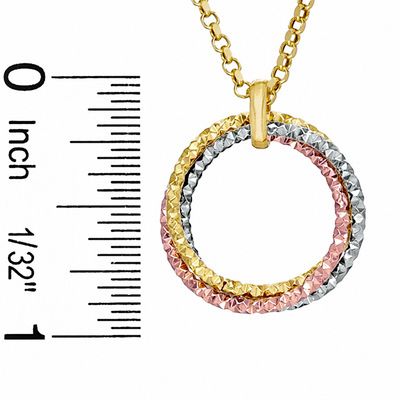 14K Tri-Tone Gold and Sterling Silver Circle Pendant and Earrings Set