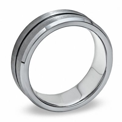 Men's 8.0mm Two Lane Tungsten Wedding Band - Size 9