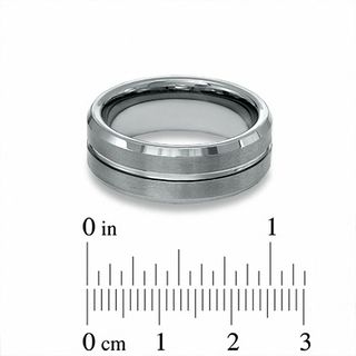 Men's 8.0mm Two Lane Tungsten Wedding Band - Size 9