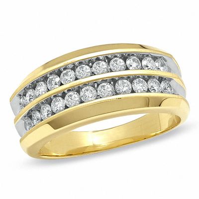 Men's 1.00 CT. T.W. Diamond Double Row Band in 14K Gold