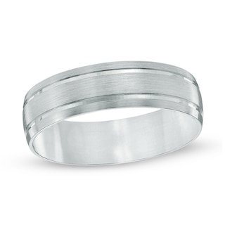 Men's 6.0mm Comfort Fit Wedding Band in 10K White Gold - Size 10