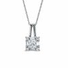 Thumbnail Image 0 of Square-Cut Lab-Created White Sapphire Framed Pendant in 10K White Gold