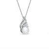 Thumbnail Image 0 of 6.0mm Freshwater Cultured Pearl and Lab-Created White Sapphire Pendant in 10K White Gold